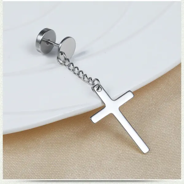 Wholesale Fashion Cross Stainless Steel Drop Earrings Plating Stainless Steel Earrings 1 Piece