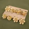 Wholesale Ion Plating (IP) Real Gold Plated 18K Gold Flower Petal 201 Stainless Steel Casual Elegant Sweet Waterproof Non Tarnish Ear Studs