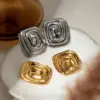 PVD Coated Real Gold Plated 18K Irregular Spiral 304 Stainless Steel IG Style Modern Classic Waterproof Non Tarnish Ear Studs
