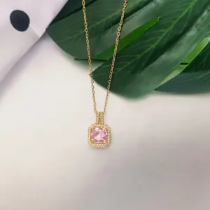 Gold Cross Chain / Pink