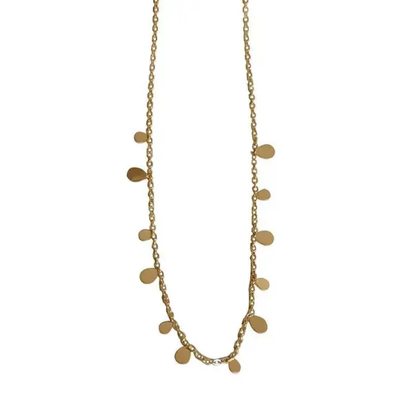 Wholesale PVD Coated Real Gold Plated 18K Round Square Water Droplets 304 Stainless Steel Simple Style Waterproof Non Tarnish Necklace