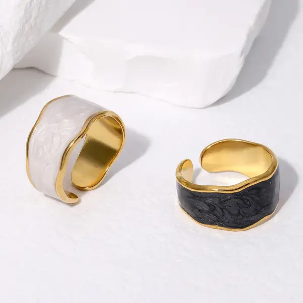 PVD Coated Real Gold Plated 18K Gold Irregular 304 Stainless Steel Simple Style Commute Waterproof Non Tarnish Open Rings