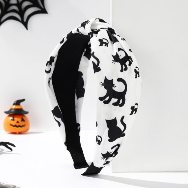 Wholesale Fabric Halloween Spider Skull Pumpkin Knotted Wide Brim Headband