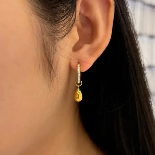 Wholesale PVD Coated Real Gold Plated 16K Gold White Gold Plated Water Droplets 304 Stainless Steel Elegant Modern Style Waterproof Non Tarnish Earrings