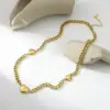 Wholesale Fashion Heart 14k Gold Stainless Steel Necklace