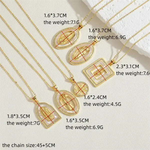 Wholesale Vintage Style Simple Style Human Copper Plating Inlay Shell Zircon 14k Gold Plated Pendant Necklace