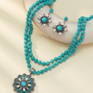 Ancient silver and blue necklace and earrings