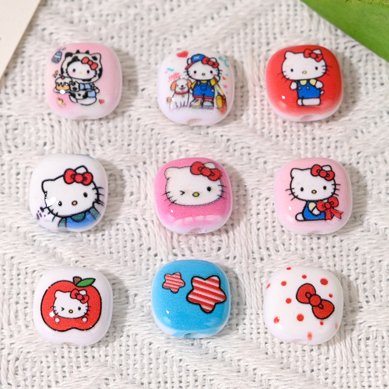 Wholesale Cartoon Printed Cat Steamed Bun Beads OLY Exclusive