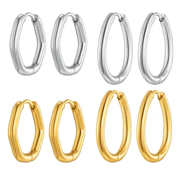 Wholesale 201 Stainless Steel Geometric Heart Shape PVD Coated 18K Real Gold Plated 18K Gold Elegant Streetwear IG Style Waterproof Non Tarnish Earrings