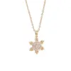 Wholesale 201 Stainless Steel Copper Plating Inlay Snowflake Zircon Pendant Necklace