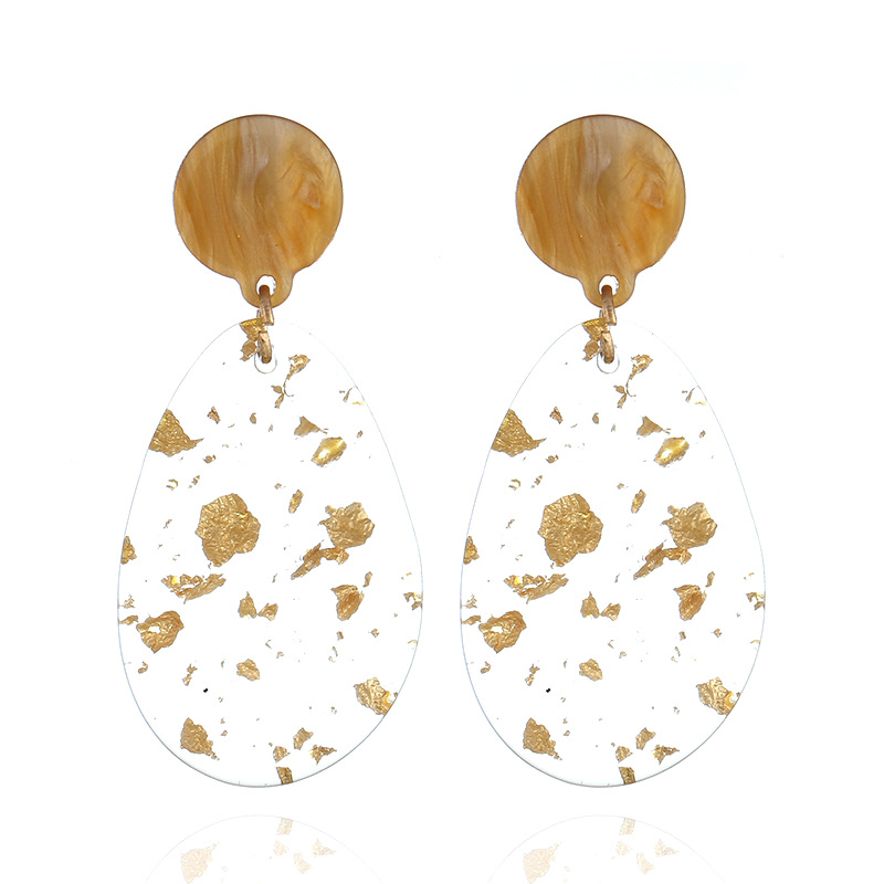 Wholesale Cross-border acrylic plate stud earrings acetate leopard print water op transparent exaerated earrings European and American bohemian earrin