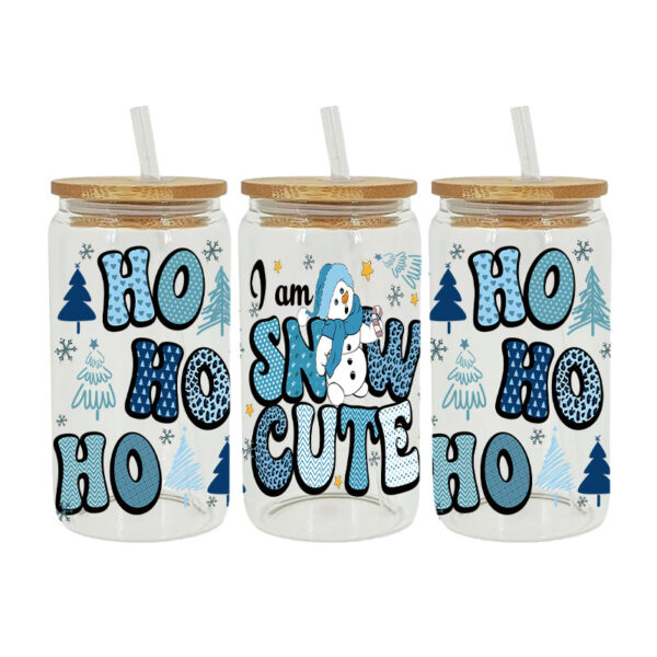 Wholesale Pink series Christmas tree 16oz Cup UV DTF Wraps