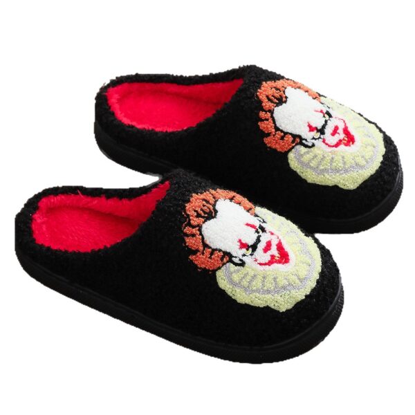 oly-55978566294f570abc08edd497e4086c Wholesale 25 New Cross-Border Halloween Funny Clown Cotton Slippers for Women Cartoon Horror Movie Christmas Warm Wool Slippers for Men