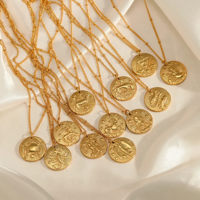 Wholesale 304 Stainless Steel Round Constellation PVD Coated Golden Plated Simple Style Waterproof Non Tarnish Plating Cable Chain Curb Chain Gold Pen