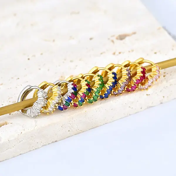 Fashion Geometric Plating Metal Artificial Gemstones Copper Earrings