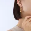 Vacuum Plating 18K Gold Plated 18K Gold Round Chain 201 Stainless Steel Retro Simple Style Drop Earrings