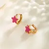 Wholesale 1 Pair Cute XUPING Sweet Star Enamel Plating Copper 18K Gold Plated Hoop Earrings