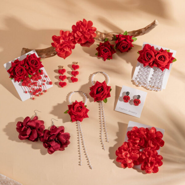 Wholesale Fabric colorful flower earrings