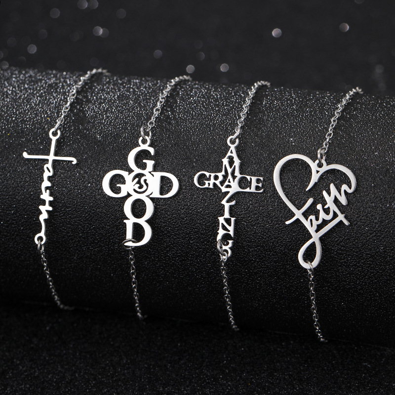 Wholesale Sier Stainless Steel Cross Bracelet