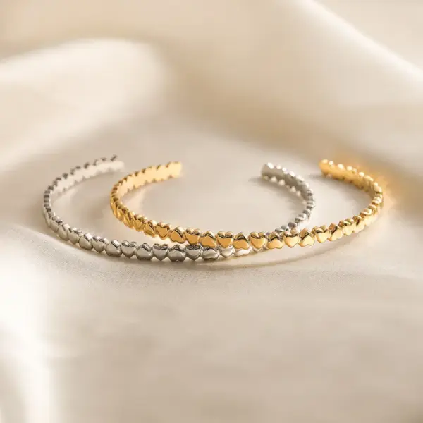Wholesale Simple Style Heart Shape 304 Stainless Steel Cuff Bracelets In Bulk Stainless Steel Bracelets
