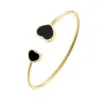 Vacuum Plating Real Gold Plated Heart Shape 304 Stainless Steel Simple Style Waterproof Non Tarnish Inlay Bangle