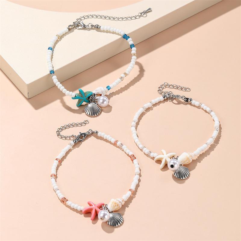 Wholesale Amazon Cross-Border European and American Bohemian Style Starfish Shell Conch Rice Bead Bracelet Summer Beach Vacation Hand