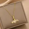 Wholesale Real Gold Plated Heart Shape Wings 304 Stainless Steel Fashion Waterproof Non Tarnish Necklace