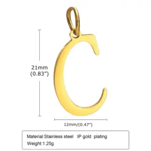 Gold (Single Pendant without Chain) / Letter C
