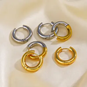 Wholesale PVD Coated 18K Gold Plated Color Block 304 Stainless Steel Simple Style Waterproof Non Tarnish Earrings