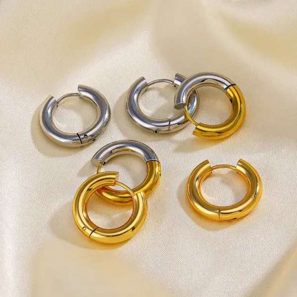 Wholesale PVD Coated 18K Gold Plated Color Block 304 Stainless Steel Simple Style Waterproof Non Tarnish Earrings