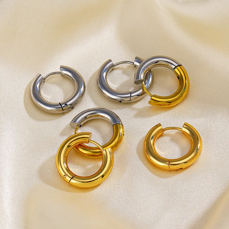 Wholesale PVD Coated 18K Gold Plated Color Block 304 Stainless Steel Simple Style Waterproof Non Tarnish Earrings