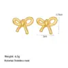 Wholesale PVD Coated Real Gold Plated 18K Gold Bow Knot Shell 304 Stainless Steel Simple Style Waterproof Non Tarnish Earrings Ear Studs
