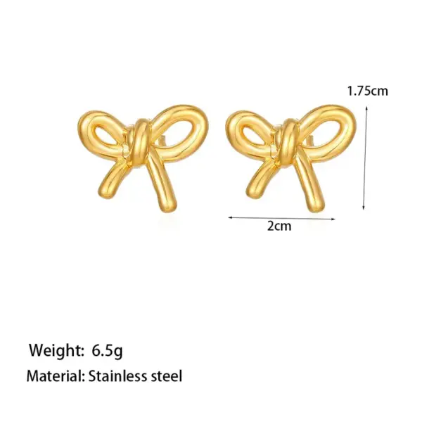 Wholesale PVD Coated Real Gold Plated 18K Gold Bow Knot Shell 304 Stainless Steel Simple Style Waterproof Non Tarnish Earrings Ear Studs