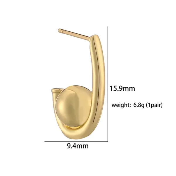 1 Pair Ig Style Vintage Style French Style C Shape Water oplets Irregular Plating Copper 18k Gold Plated Ear Studs