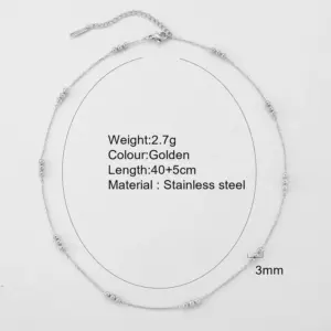 Steel Color-Clip Bead Necklace 25308s7