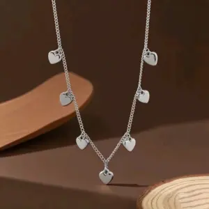 X0357-Seven Hearts-Necklace-Steel Color