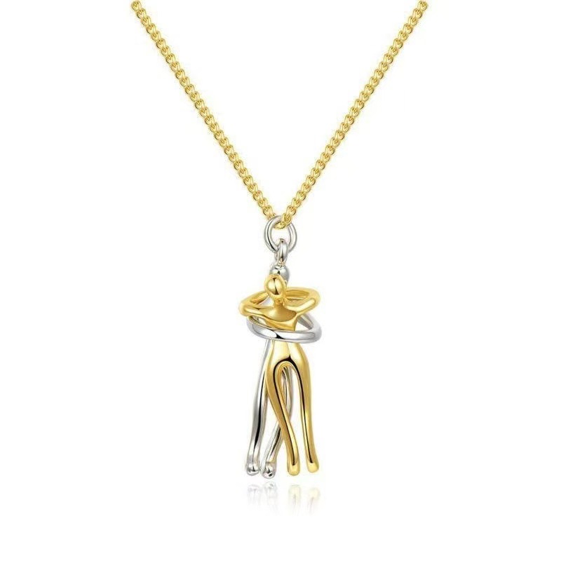 Wholesale Cross-Border Temu Aliexpress pular Personalized Hug Necklace Creative Boys and Girls Hing Cole Pendant Necklace Women