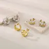 Wholesale Ion Plating (IP) 18K Gold Plated Solid Color 304 Stainless Steel Simple Style Waterproof Non Tarnish Earrings