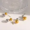 Wholesale 18K Gold Plated 304 Stainless Steel Vacuum Electroplating (In-Furnace) Round Mixed Color (Jewelry Metal Contrast Color) Luxurious Women's Suitable Contrast Color Metal Earrings