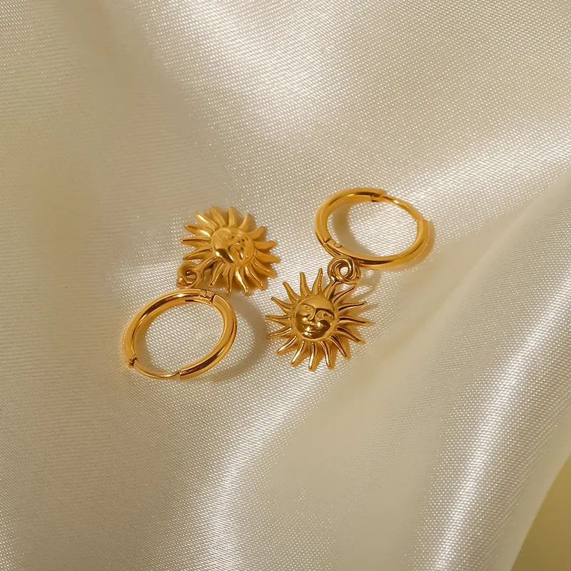 Wholesale Fashion Sun Plating 316 Stainless Steel PVD Coated Earrings