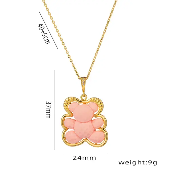 Wholesale PVD Coated Real Gold Plated Little Bear Stainless Steel Cute Waterproof Non Tarnish Stainless Steel Pendant Necklace