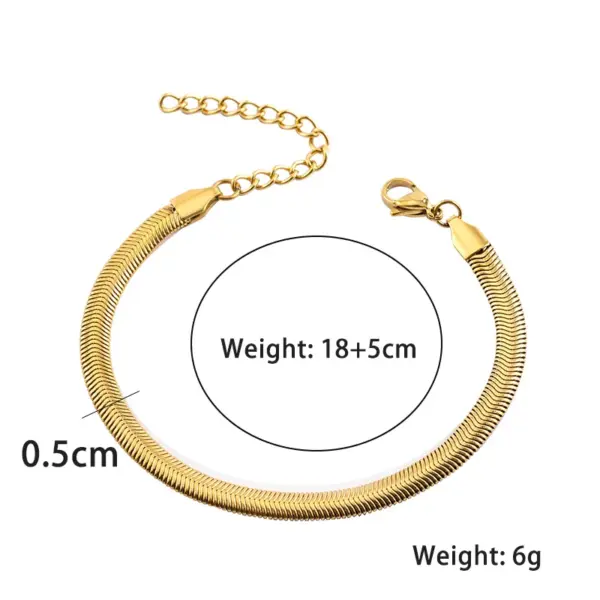Casual Elegant Solid Color 304 Stainless Steel 18K Gold Plated Snake Chain PVD Coated Bracelets In Bulk