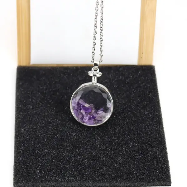 Wholesale Ethnic Style Round Natural Stone Pendant Necklace In Bulk