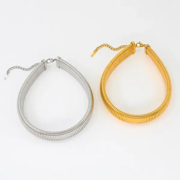 Wholesale 304 Stainless Steel 18K Gold Plated Lady Solid Color Choker
