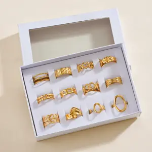 Wholesale PVD Coated 18K Gold Plated Oval Heart Shape 304 Stainless Steel Simple Style Waterproof Non Tarnish Open Rings