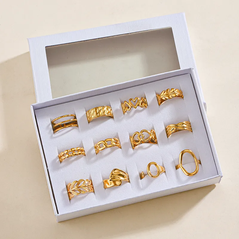 Wholesale PVD Coated 18K Gold Plated Oval Heart Shape 304 Stainless Steel Simple Style Waterproof Non Tarnish Open Rings