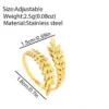 Wholesale Jewelry IG Style Retro Geometric Leaf 304 Stainless Steel Plating Open Rings