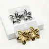 304 Stainless Steel Flower Ion Plating (IP) Golden Plated Elegant Retro Commute Waterproof Non Tarnish Gold Silver Ear Studs