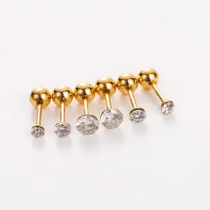 Gold / White Diamond Three Pairs