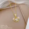 Wholesale Jewelry Cute Simple Style Commute Little Bear Titanium Steel Copper Zircon Gold Plated Inlay Cable Chain Jewelry Set